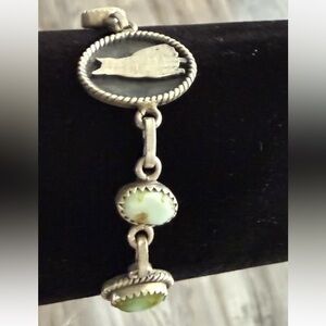 Whimsical Cat Kitty Palomino Sterling Silver Turquoise Chunky link Bracelet gift